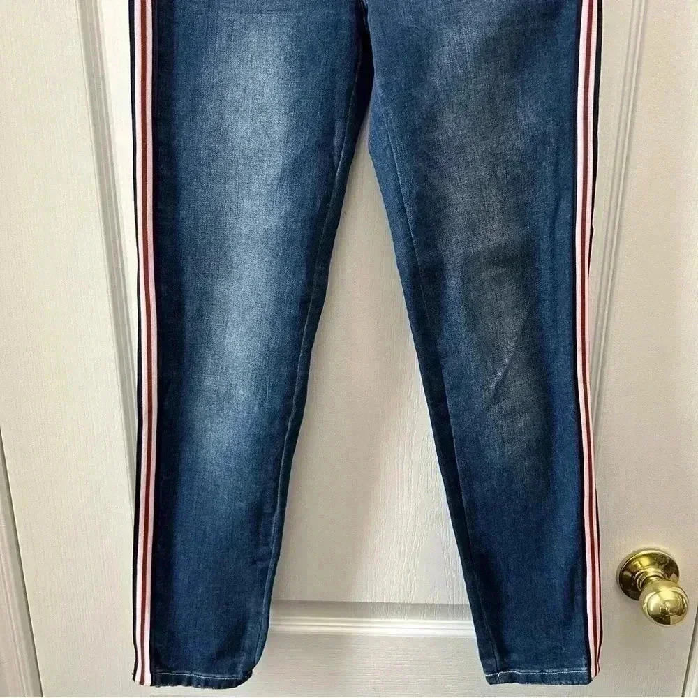 Buffalo Skinny Jeans Faith Side Stripe Mid Rise Ankle Crop Stretch Blue Size 26 - Picture 7 of 14